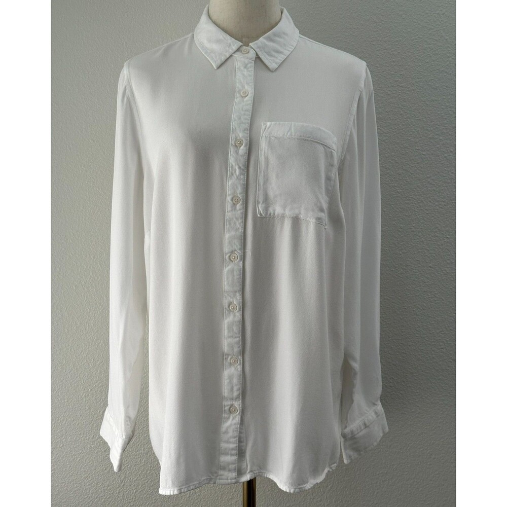 EVRI Button Up Shirt 0X White Long Sleeve Classic Clean Girl Office Preppy Layer